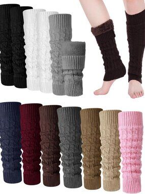 Cozy Winter Fleece-Lined Leg Warmers for Women - 10 Pairs for Ice Skating & More
